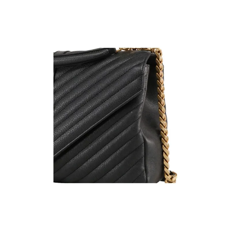 SAINT LAURENT College Leather Portable Crossbody Bag, Shoulder Bag Tubas Women's Black-4