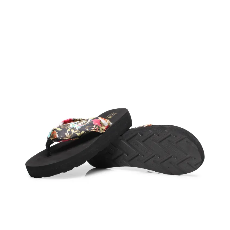 XMISTUO Bohemian Gold Satin Wedge Heel Sandal With Adjustable Strap Flip Flops Women's-4