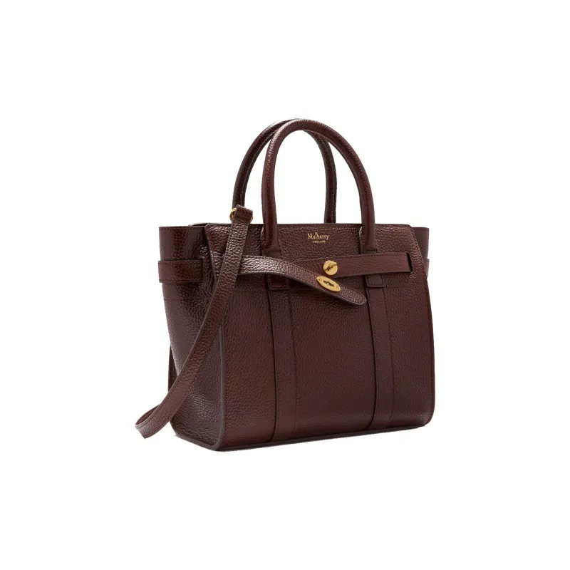 Mulberry Bayswater Grained Cow Leather Shoulder Bag Crossbody Bag Handbag Mini Women's Burgundy-1