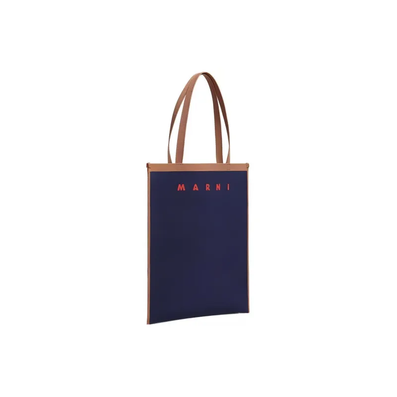 MARNI Patchwork Cotton Tote Bag Shopping Bag Handbag Shoulder Bag Men's Blue-1
