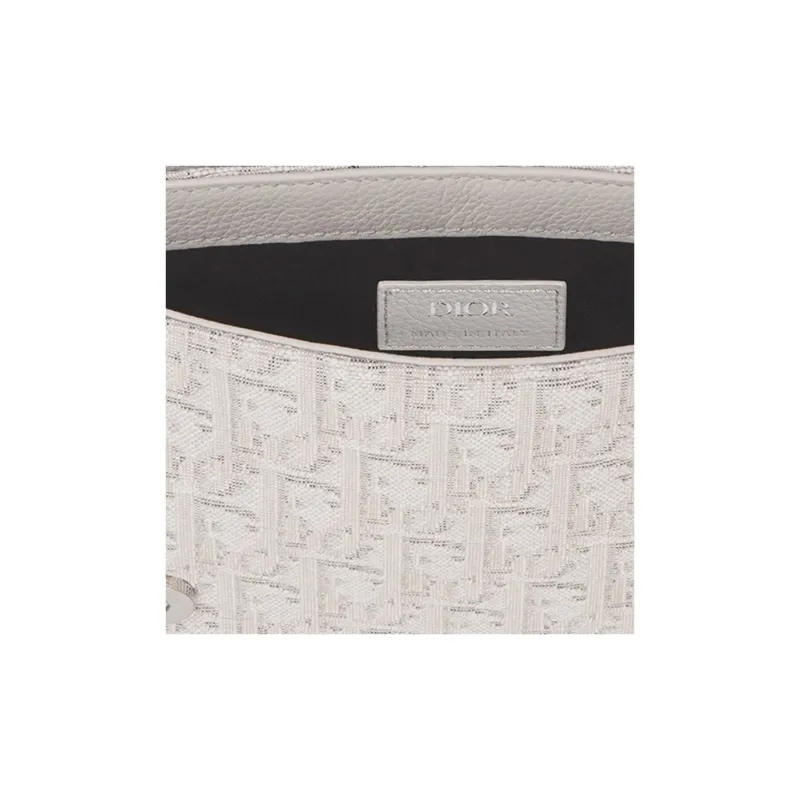 DIOR Saddle Nylon Fabric Saddle Bag, Sling Bag, Fanny Pack, Shoulder Bag, Crossbody Bag Small Size Unisex Beige-4