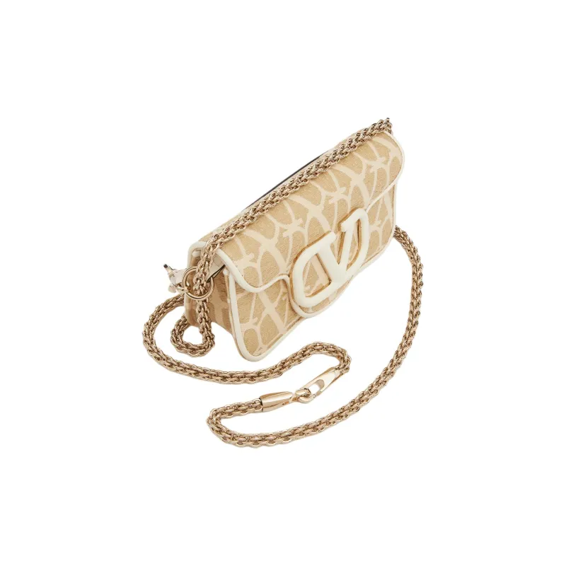 Valentino MINI LOCÒ Raffia Shoulder Bag Crossbody Bag Handbag Women's Natural Composite Ivory White-2