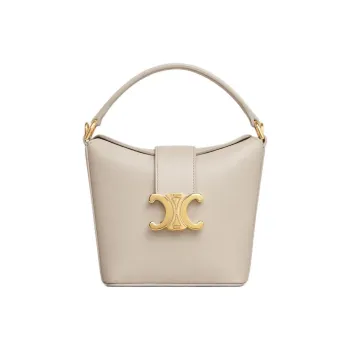 CELINE Triomphe Calfskin Bucket Bag Handbag Shoulder Bag Crossbody Bag Mini Women's Light Stone Color
