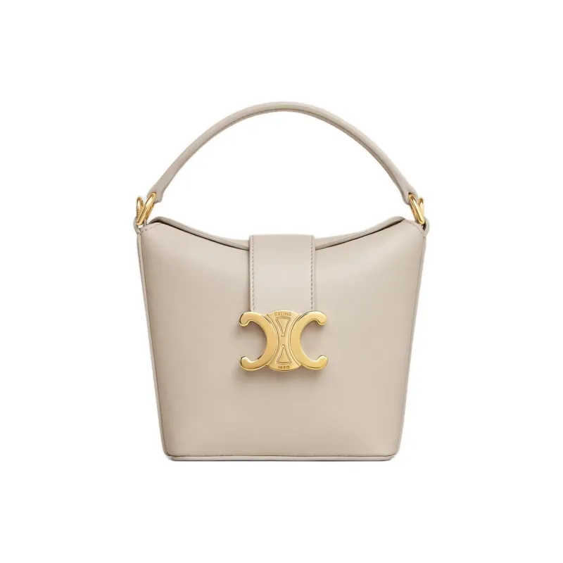 CELINE Triomphe Calfskin Bucket Bag Handbag Shoulder Bag Crossbody Bag Mini Women's Light Stone Color-0