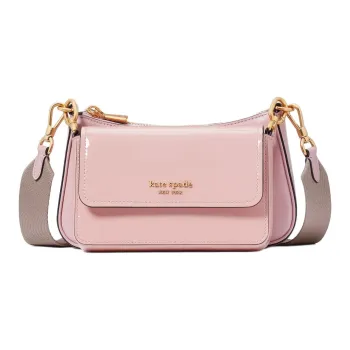 Kate Spade Saffiano Patent Leather Shoulder Bag Crossbody Bag Women's Pink Sand Dune
