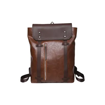 Deli Bear PU Backpack Regular Unisex Black/Brown/Yellow Brown