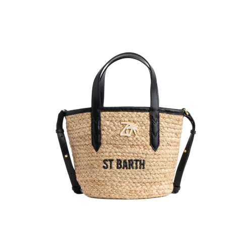 Zadig & Voltaire Jute Blended With Cotton Bucket Bags Shoulder Bag Crossbody Bag Handbag Women's Black