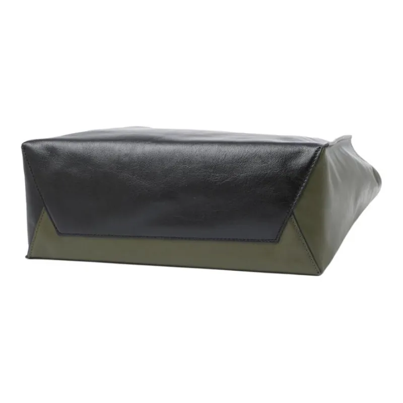MARNI Calfskin Tote Bag, Shopping Bag, Shoulder Bag, Handbag Regular Women's Black/Orange-4