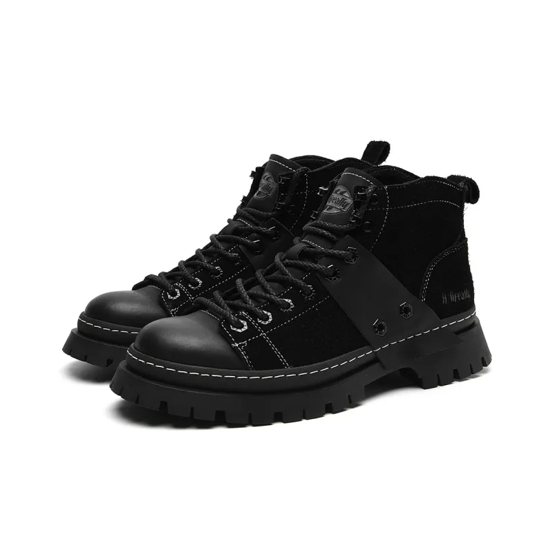 HLA Work Boots Men High Top Brown-6