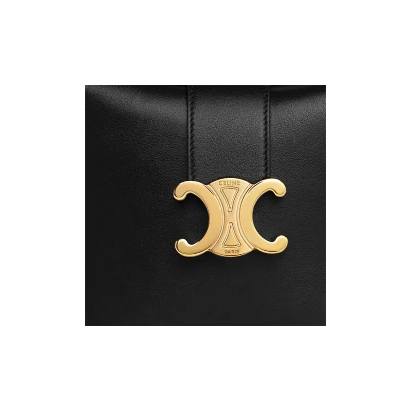 CELINE Triomphe Arc De Triomphe Calfskin Bucket Bag Handbag Shoulder Bag Crossbody Bag Mini Women's Black-3