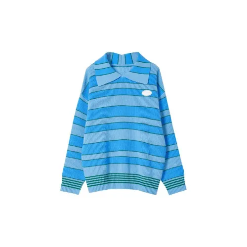 H'S Sweaters Women's Blue Stripes