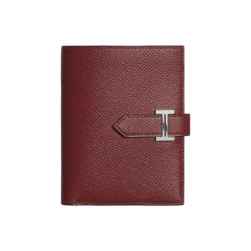 HERMES Bearn Epsom Calfskin Card Holder Wallet Women's 55 Rouge Hermes Red