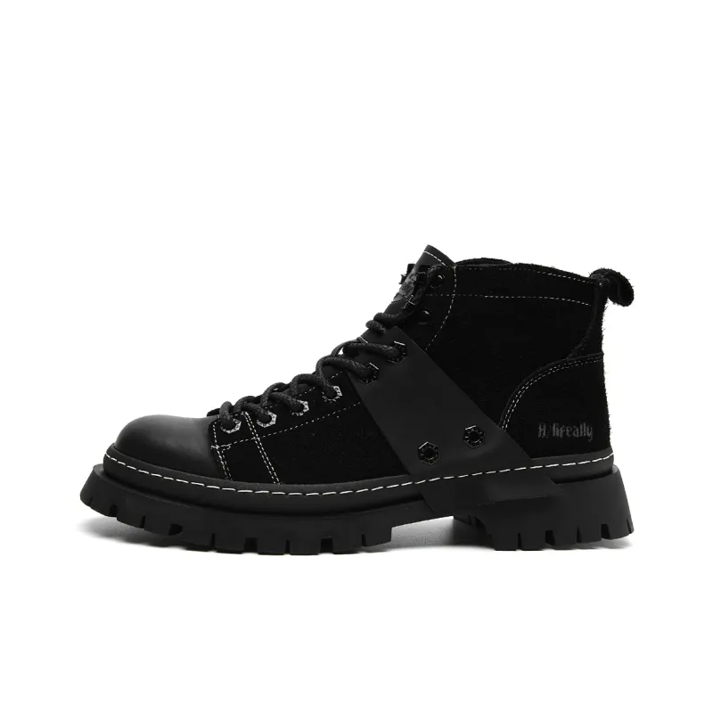 HLA Work Boots Men High Top Brown-5