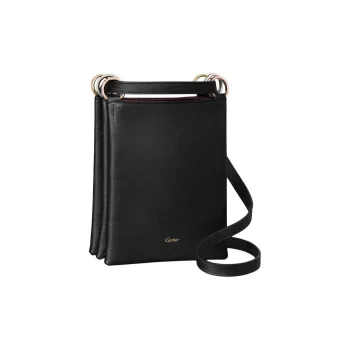 CARTIER Trinity Series Textured Calfskin Shoulder Bag Crossbody Bag Women's Black