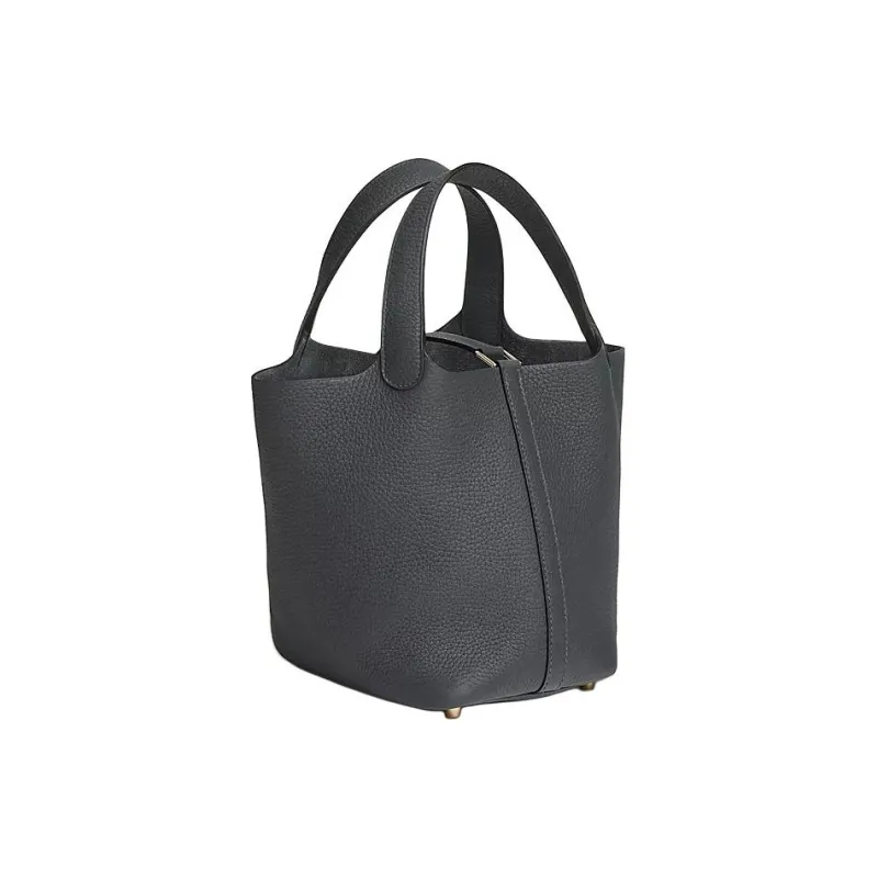 HERMES Picotin Lock Clemence Bullock Leather Basket Bag Handbag Bucket Bag Women's H0 Misty Gray-2