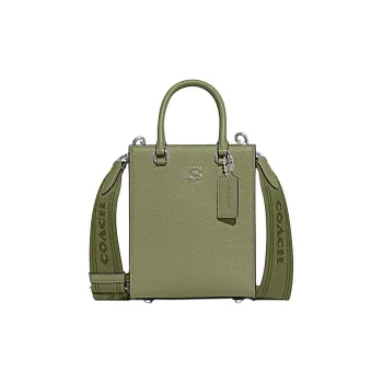 COACH Cow Leather Tote Bag, Shopping Bag, Shoulder Bag, Crossbody Bag, Handbag Trumpets Men's Moss Green