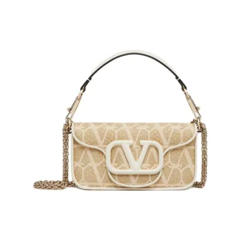 Valentino MINI LOCÒ Raffia Shoulder Bag Crossbody Bag Handbag Women's Natural Composite Ivory White