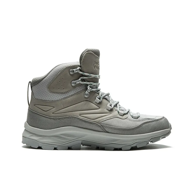 Jack Wolfskin Waterproof And Breathable High-Top Trekking Shoes Men's Gray Yellow-6