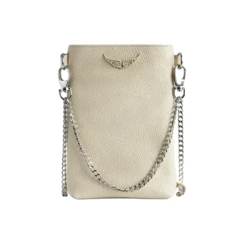Zadig & Voltaire Cow Leather Smartphone Pocket Cell Phone Pouch Shoulder Bag Crossbody Bag Women's Beige