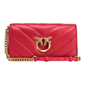 PINKO Click Series Cow Leather Crossbody Bag Shoulder Bag Women's Red