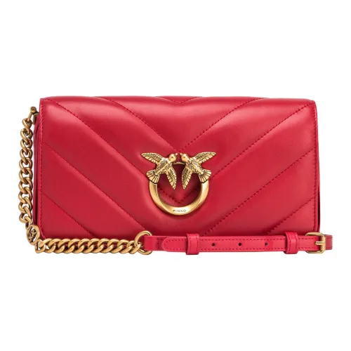 PINKO Click Series Cow Leather Crossbody Bag Shoulder Bag Women's Red