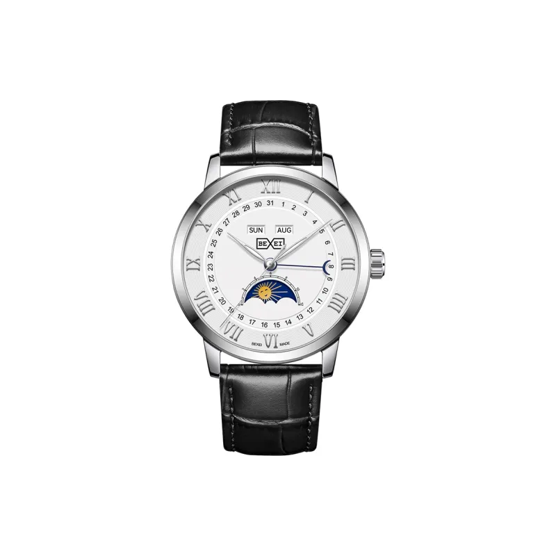 BEXEI Daybreak Light Collection Automatic Mechanical Movement Rubber Strap Watch Men's Watches White Dial-0