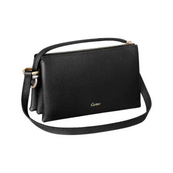 CARTIER Trinity Series Textured Calfskin Shoulder Bag Crossbody Bag Mini Women's Black