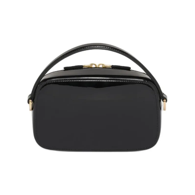 PRADA Patent Leather Handbag Shoulder Bag Crossbody Bag Mini Women's Black-2