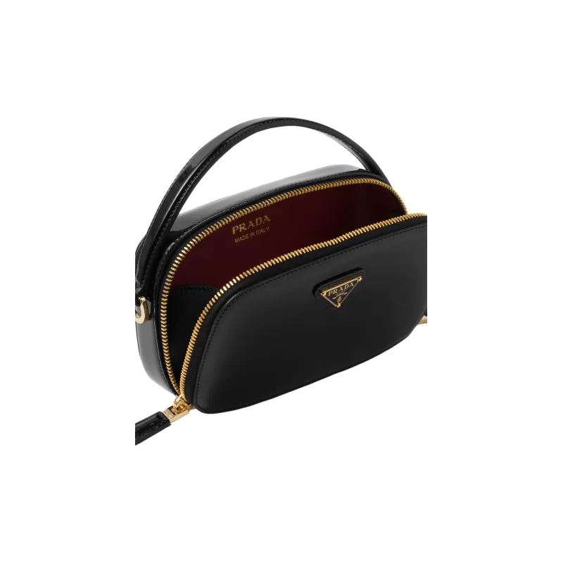 PRADA Patent Leather Handbag Shoulder Bag Crossbody Bag Mini Women's Black-4