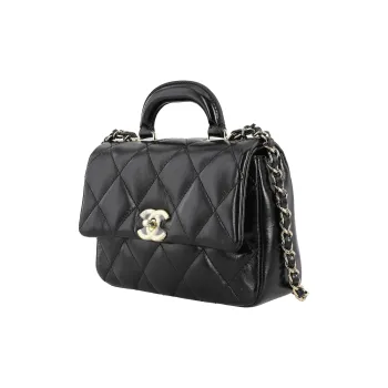 CHANEL Polished Lambskin Mouth Cover Bag Crossbody Bag Women's Black