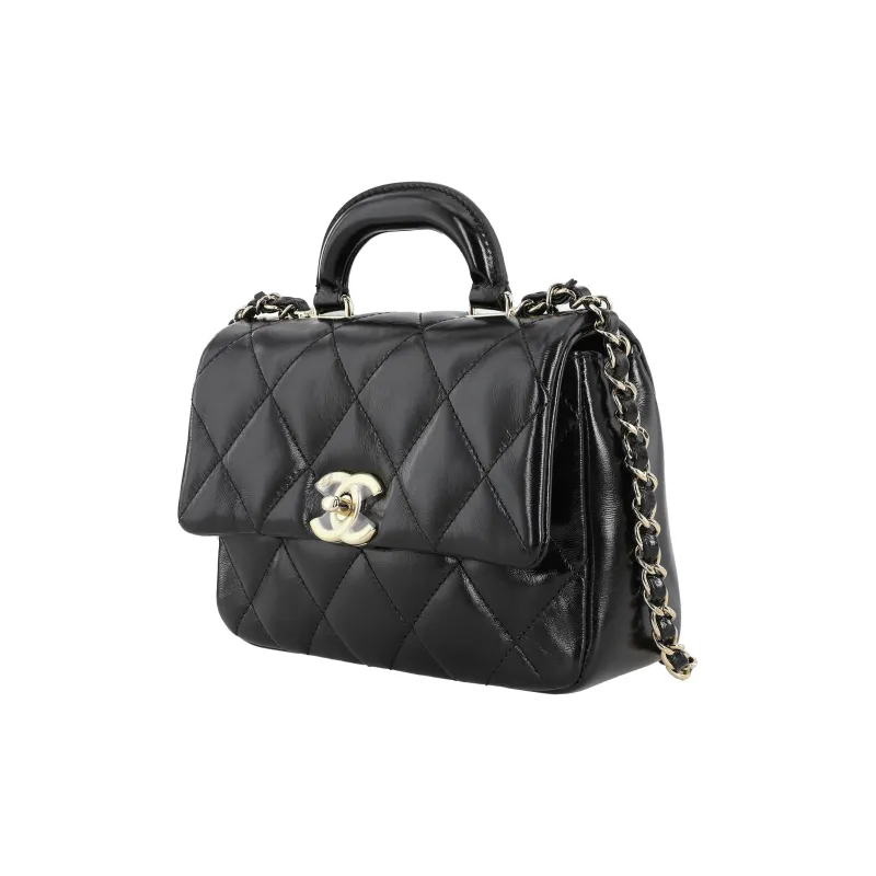 CHANEL Polished Lambskin Flap Bag, Shoulder Bag, Crossbody Bag Women's Black-0