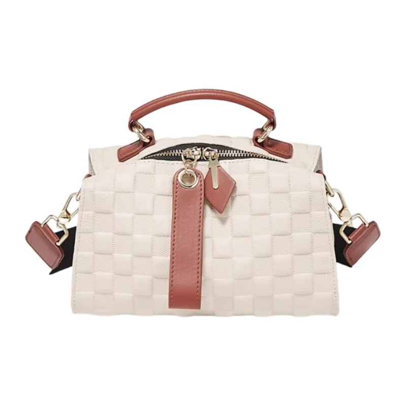 Marino Orlandi Cow Leather With Synthetic Leather One Shoulder Handbag Tubas Women's Cookie Yellow/Ecru-5
