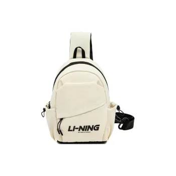 LiNing Sports Life Collection Polyester One Shoulder Crossbody Bag, Sling Bag Regular Unisex Ecru