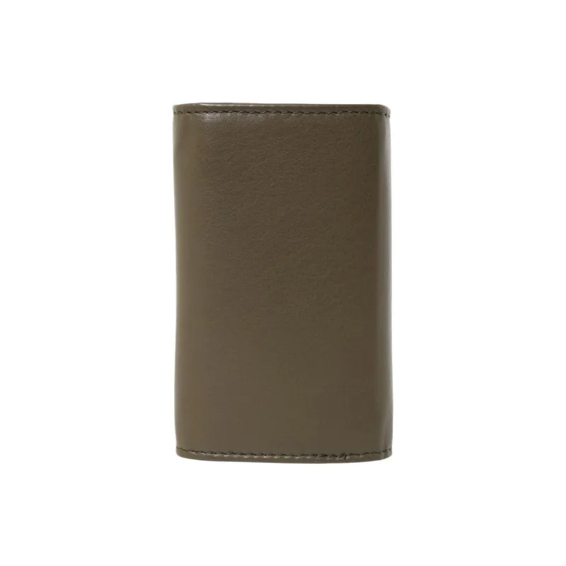 DIESEL Cow Leather Key Pouch Unisex Olive Green & Orange-1