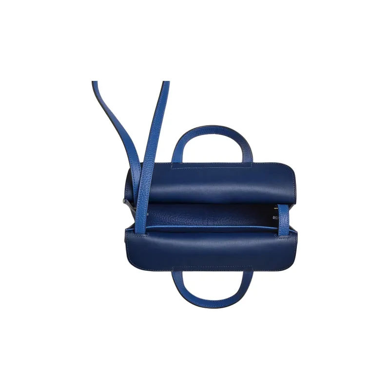 HERMES Halzan Clemence Bullock Leather Horse Shoe Bag Handbag Shoulder Bag Crossbody Bag Women's Dark Blue-3