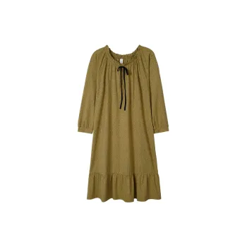 Sha Qian Nightgown Spring And Fall Season Women's Mustard Green