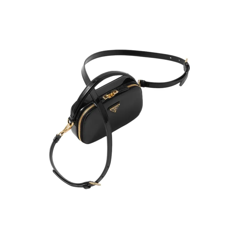 PRADA Patent Leather Handbag Shoulder Bag Crossbody Bag Mini Women's Black-1