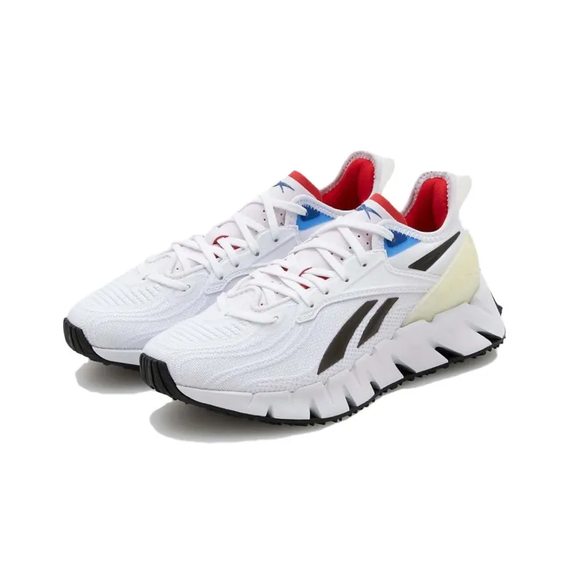 Reebok Zig Kinetica Cushioned Slip Resistant Low Top Running Shoes Unisex White Black-2