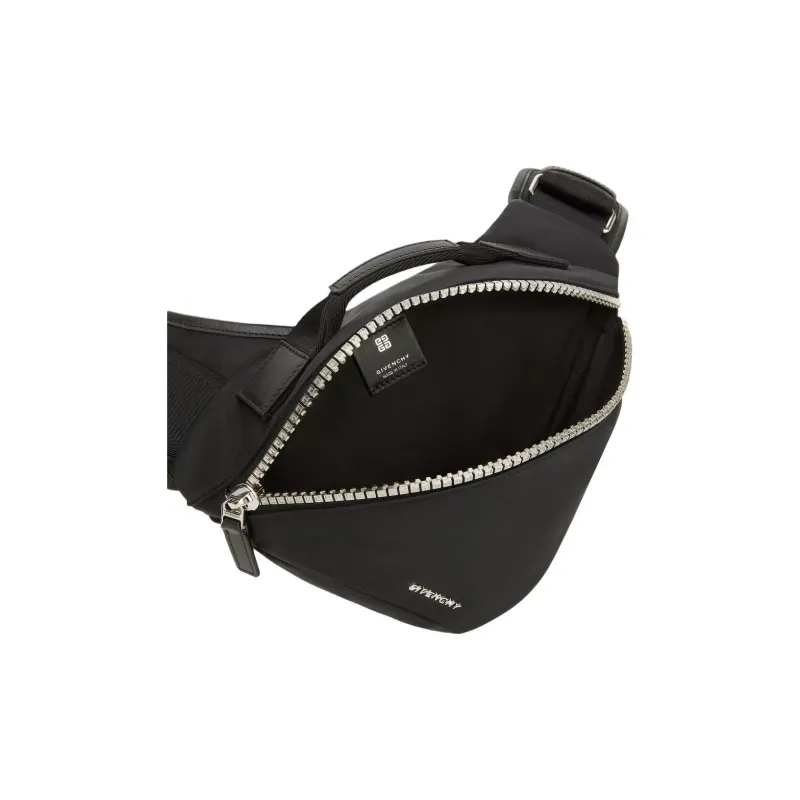 GIVENCHY G-Zip Leather Sling Bag Small Size Men's Black-3