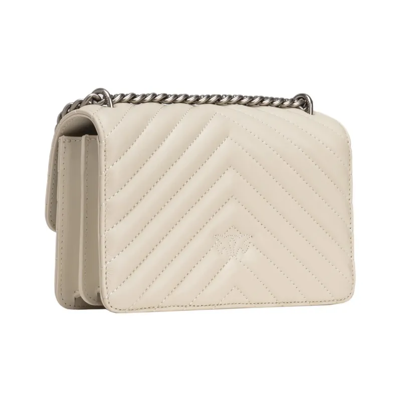 PINKO Sheepskin One Shoulder Handbag, Crossbody Bag Mini Women's White-2