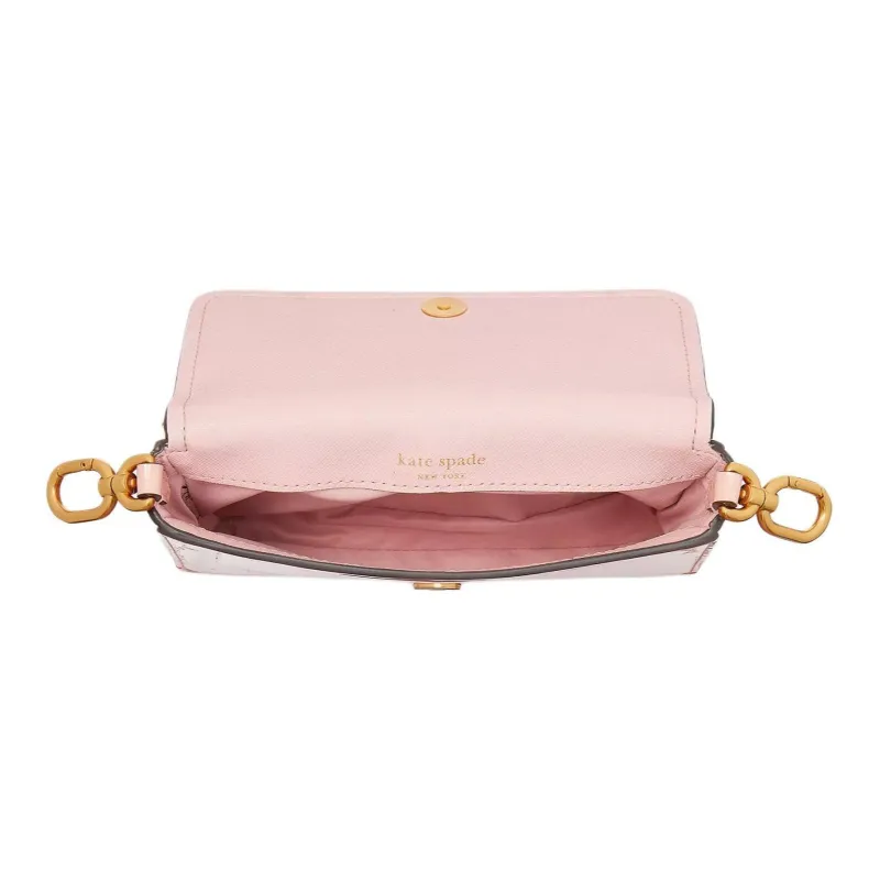 Kate Spade Saffiano Patent Leather Shoulder Bag Crossbody Bag Women's Pink Sand Dune-6