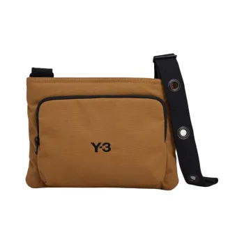 Y 3 Recycled Polyester Plain Weave Fabric Crossbody Bag, Shoulder Bag Regular Unisex Desert Brown