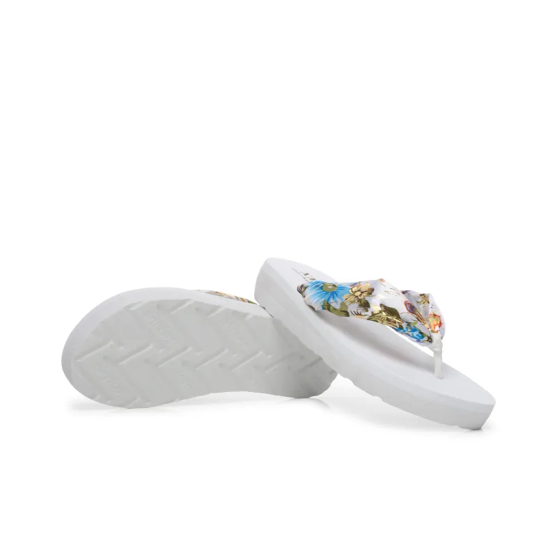 XMISTUO Bohemian Gold Satin Wedge Heel Sandal With Adjustable Strap Flip Flops Women's-10