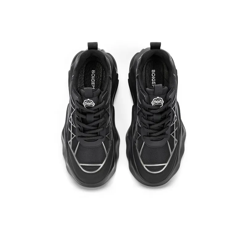BOIGEMES Anti-Slip And Wear-Resistant Height Increasing Low-Top Casual Shoes Men's Black-3