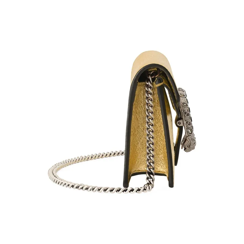GUCCI Dionysus Leather Portable Crossbody Bag, Shoulder Bag Women's Gold-3