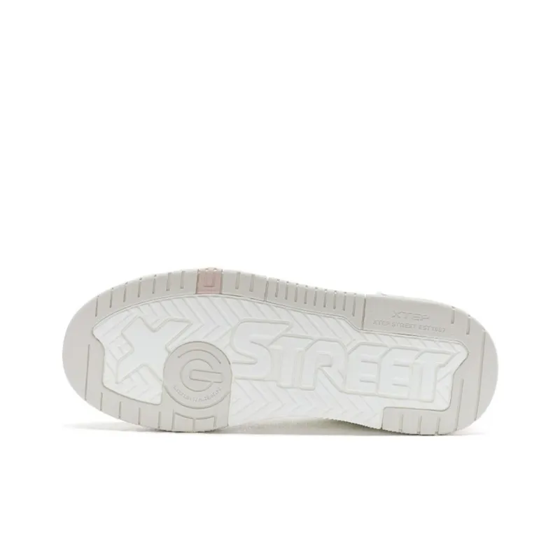 XTEP Wear Resistant High Top Skateboard Shoes Women's Sail White Brown Pink White Sand Gray-3