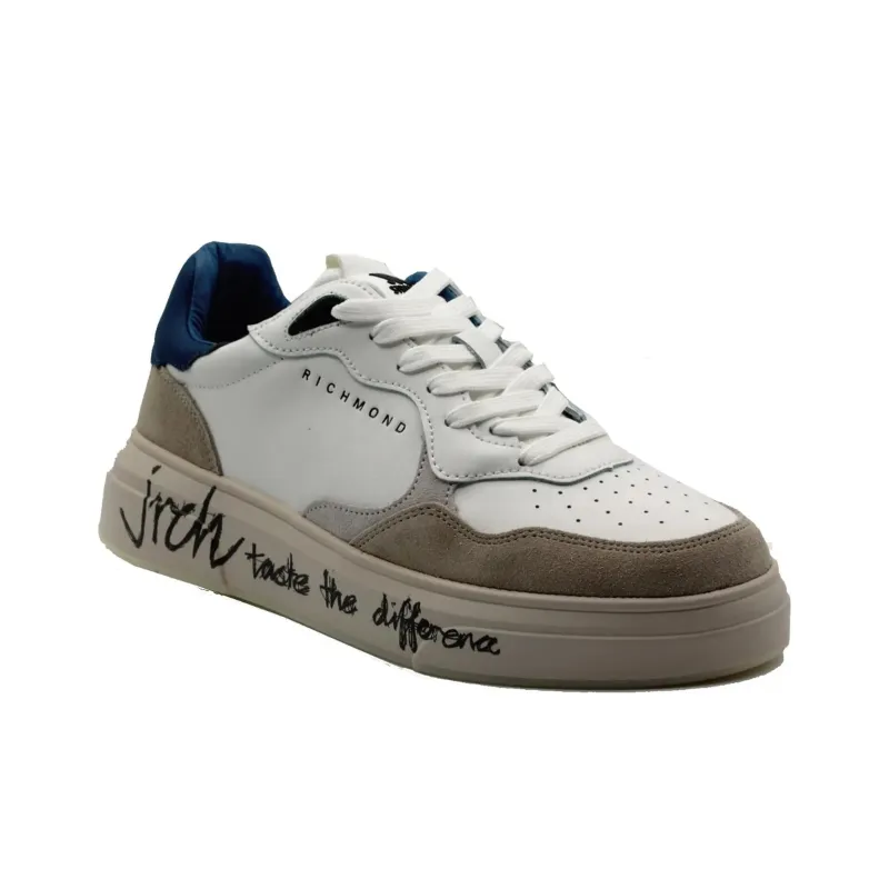 JOHN RICHMOND Low-Top Skateboard Shoes Women's White Blue Gray-3