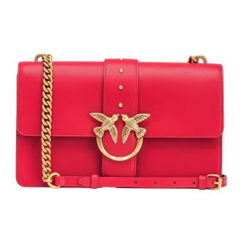 PINKO Cow Leather Handbag Shoulder Bag Crossbody Bag Women's Red