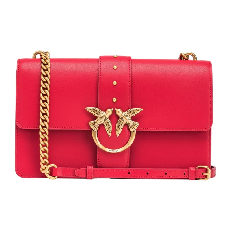 PINKO Cow Leather Handbag Shoulder Bag Crossbody Bag Women's Red-0