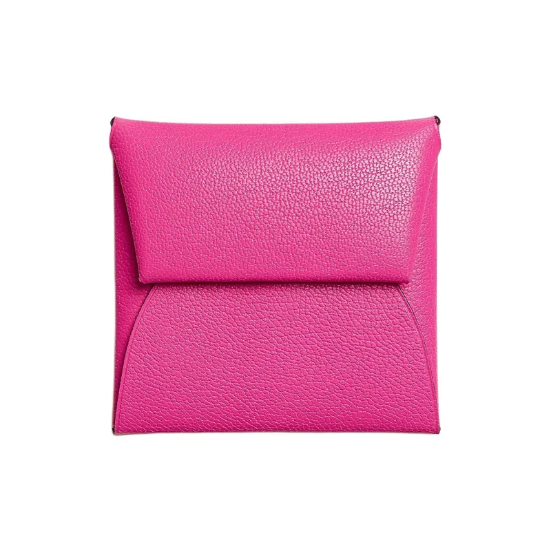 HERMES Bastia Chamkila Goat Skin Wallet Women's 5R Rose Shocking Vibrant Pink-0